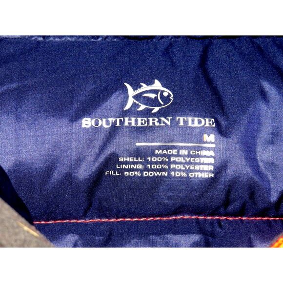Men's Southern Tide Zip-Up 90% Down Orange Puffer Vest Jacket Medium - Picture 6 of 7